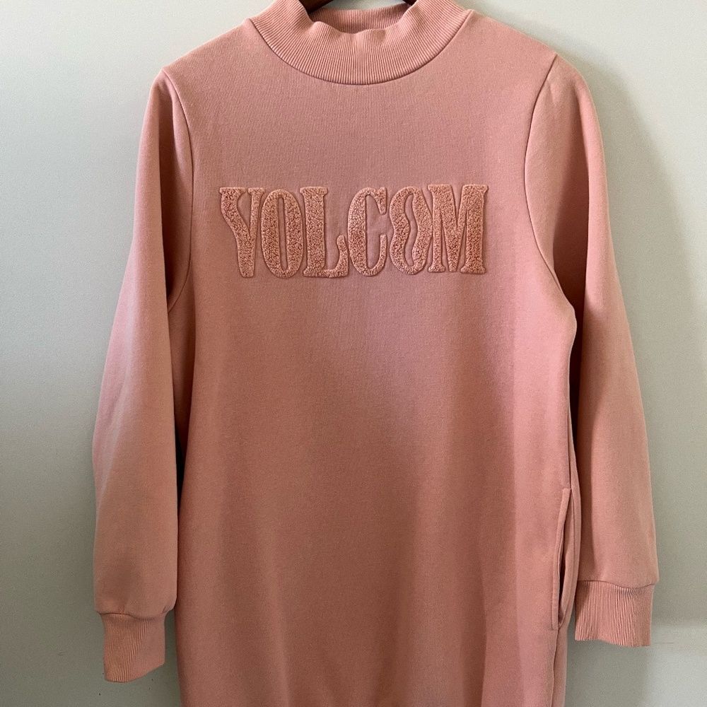 Volcom NWOT Vintage Long Sweatshirt/Mini Dress In Dusty Pink Size S